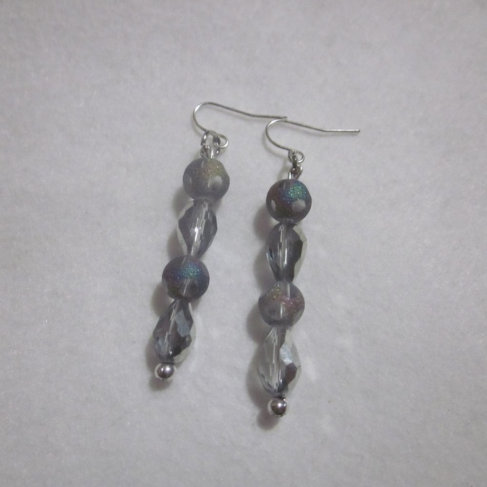 Silver and Clear Dangle Earrings.